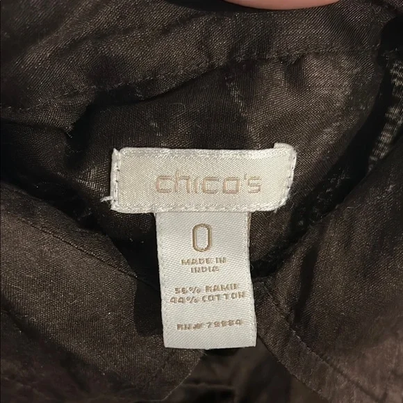 CHICO’S Crinkled Look Women’s Brown Button Down Blouse - Picture 2 of 5